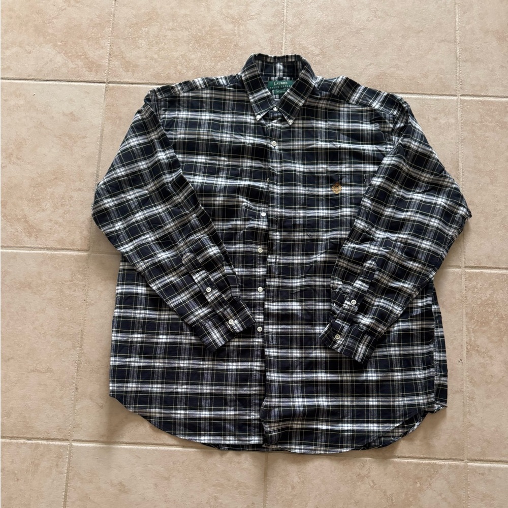 Vintage Lauren Ralph Lauren Dress Shirt Men Xl Tartan Plaid Button Down